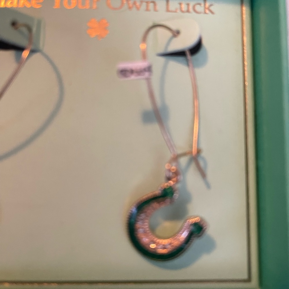 Make Your Own Luck Horseshoe Dangle Earrings Saint Patrick’s Day View 3